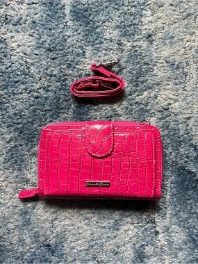 Samantha Brown Hot Pink Wallet Faux Leather with Detachable Strap
